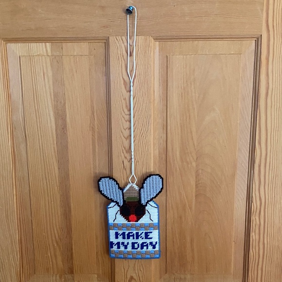Handcrafted Fly Swatter Holder with 'Make My Day' Design - Picture 2 of 4